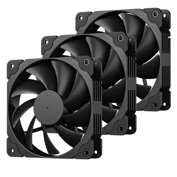 3Pack Black 120mm PC Case Fans High Airflow Low-Noise High Performance Fan Speed