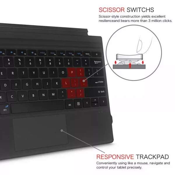 Wireless Keyboard Backlit Type Cover Trackpad for Microsoft Surface Pro 7/6/5/4 - Image 7