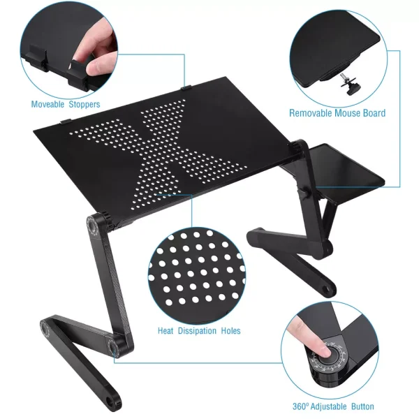 360° Adjustable Laptop Table Stand Lap Sofa Bed Tray Foldable PC Notebook Desk - Image 12