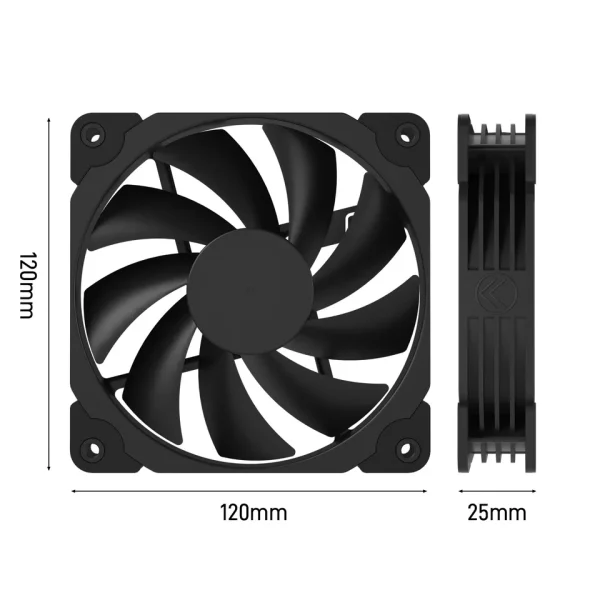 3Pack Black 120mm PC Case Fans High Airflow Low-Noise High Performance Fan Speed - Image 5