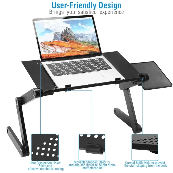 360° Adjustable Laptop Table Stand Lap Sofa Bed Tray Foldable PC Notebook Desk - Image 4