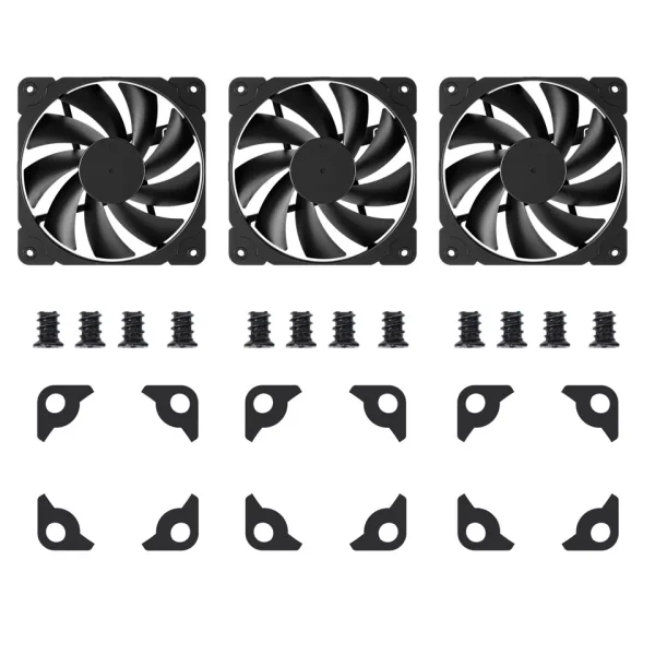 3Pack Black 120mm PC Case Fans High Airflow Low-Noise High Performance Fan Speed - Image 4