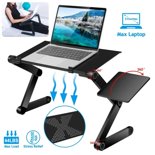 360° Adjustable Laptop Table Stand Lap Sofa Bed Tray Foldable PC Notebook Desk - Image 6