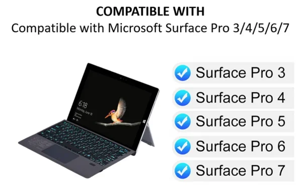 Wireless Keyboard Backlit Type Cover Trackpad for Microsoft Surface Pro 7/6/5/4 - Image 5