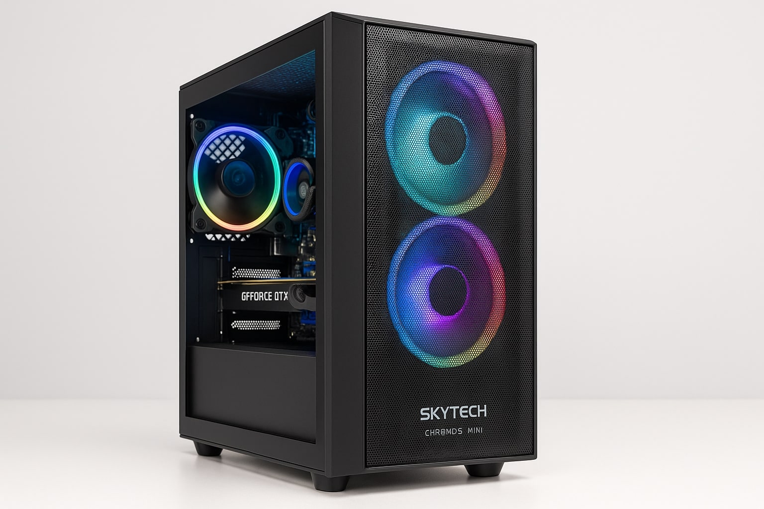 SkyTech Chronos Mini Gaming Computer PC Desktop - AMD Ryzen 5 3600 3.6 GHz, GTX 1650 4G, 500G SSD, 8G 3200, RGB Fans, AC WiFi, Windows 11 Home 64-bit